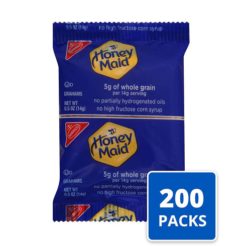 200 .5 oz Packs Honey Maid Graham Crackers, Bulk Lunch Snacks, - Snack