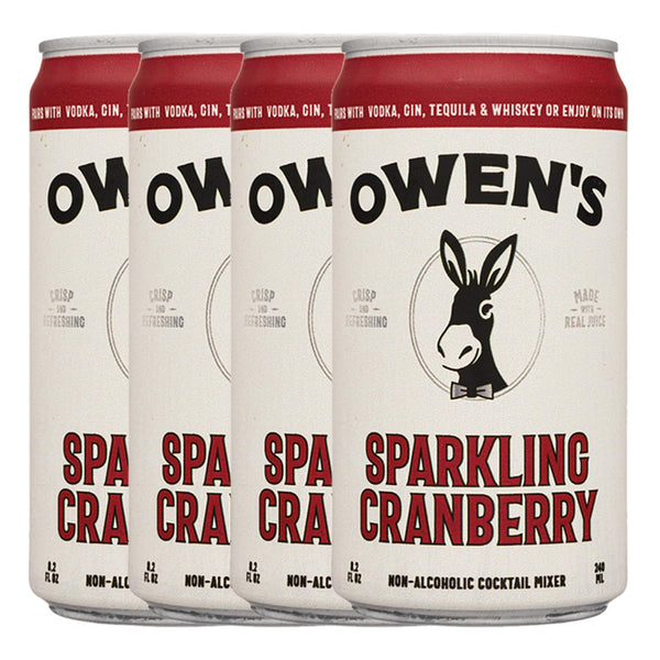 Owen’s Craft Mixers | Sparkling Cranberry 4 Pack | Vegan & Gluten-Free Soda Mocktail and Cocktail Mixer