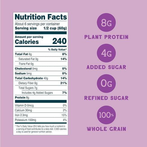 {12 oz. 1 Count} Seven Sundays Wild & Free Blueberry Chia Muesli Cereal pouch, | Gluten Free Certified | Non GMO | No