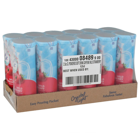 72 Pack, 12 6 Packets Crystal Light Wild Strawberry Artificially Flavored Powdered Drink Mix with Caffeine, ct