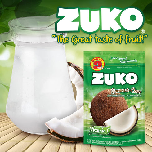 Pack, 14.1 oz (Pack 6) Zuko Coconut Powdered Drink Mix Family No Added Sugar Needed