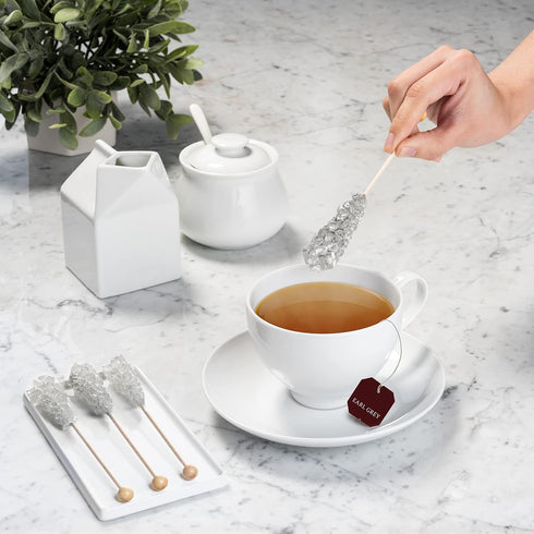 18 Candy Envy - Silver Caf Sugar Sticks Mini Rock Candy - Individually Wrapped Silver Drink Stirrers - Original Sugar