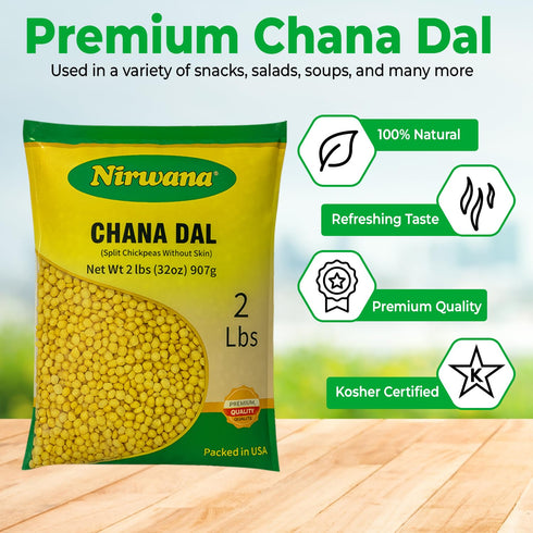 2lb Split Chickpeas (Chana Dal) Premium Quality for Cooking, Soups, Stews & Salads Pantry Staple for Meals Ready to Eat