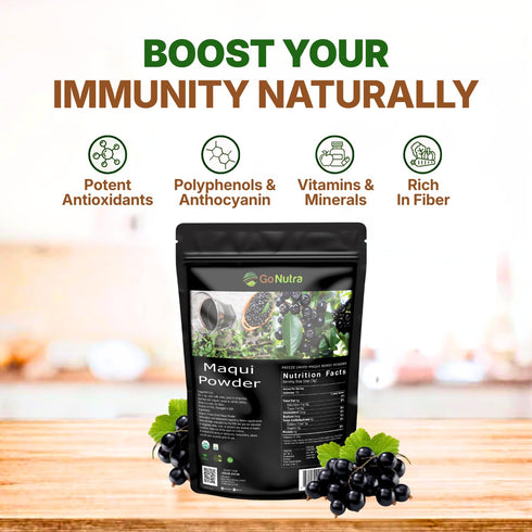 100% 16 (1 lb) Go Nutra Organic Maqui Berry Powder | Maqui Superfood Freeze-Dried for Nutrition & Flavor | Chile Grown