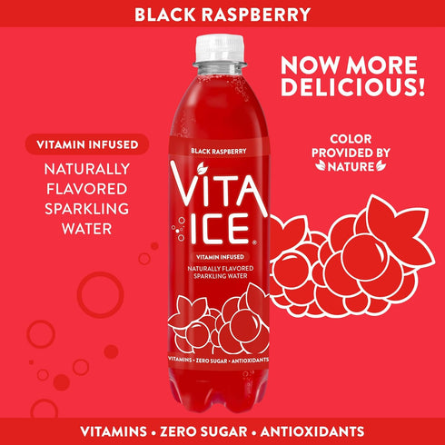 Klarbrunn 12 Pack, 17 oz. Vita Ice Black Raspberry, Bottles