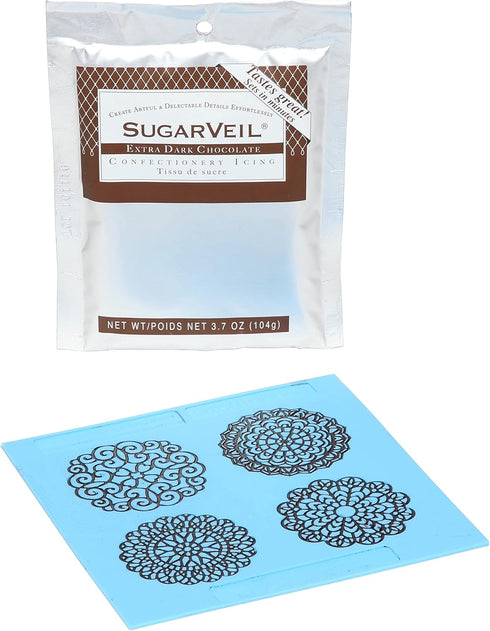 SugarVeil Medallion Topper Mat with Chocolate SugarVeil Icing