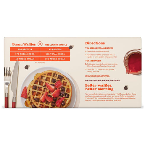Frozen 8oz Banza Chocolate Chip Waffles, Waffles from Chickpeas - High Protein, Gluten Free, Lower Carb Toaster