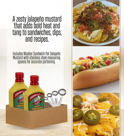 GROVE 2x 16 OZ. Set Set (3 Jalapeno Mustard Mustard Sndwch Pal Jalapeno, Bundle with Stainless Steel Measuring Spoon