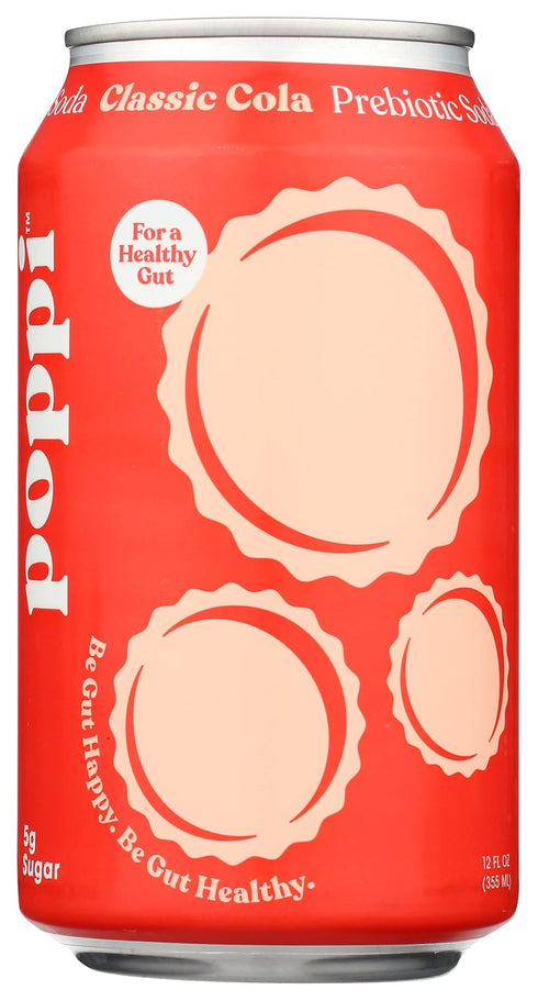Poppi Prebiotic Soda, Classic Cola, For A Healthy Gut, 12 Oz (Pack