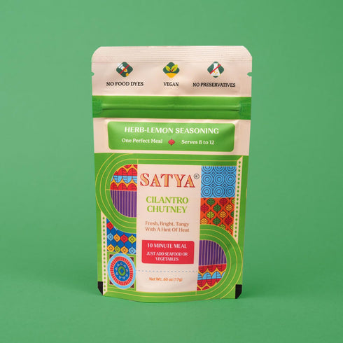 5 17g Satya Cilantro Chutney Powder Herb & Lemon Indian Seasoning Mix Fresh Sachets x Zesty Dry Chutney Powder