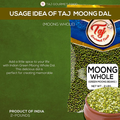 TAJ Gourmet Foods 2-Pounds TAJ Moong Whole (Sprout Ready) Whole Mung Beans