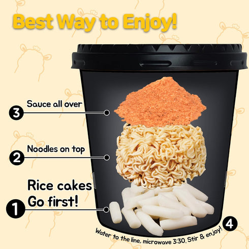 2 KINIKORA Premium Instant Rabokki Cup - Cheese Flavor, Cups, Korean Ramen & Tteokbokki, Quick and Easy Street Food