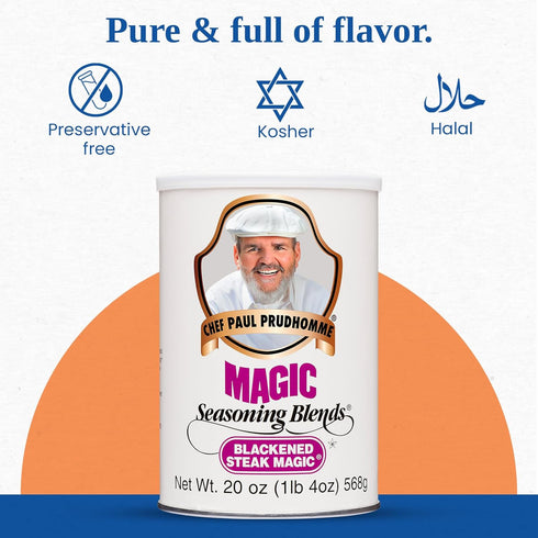 20 oz (Pack 1) Chef Paul Magic Seasoning Blends Blackened Steak Magic | Bold Flavor for Steak & Beef | Gluten-Free