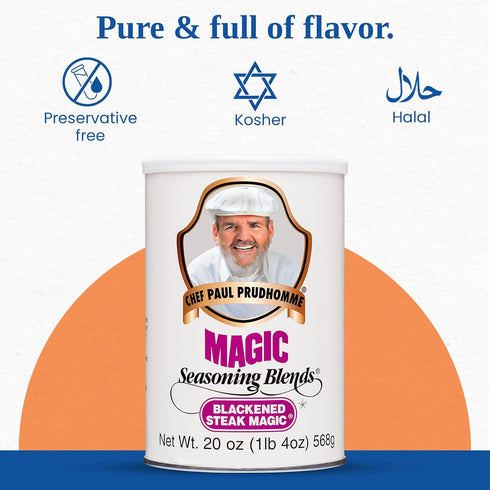 20 oz (Pack 2) Chef Paul Magic Seasoning Blends Blackened Steak Magic | Bold Flavor for Steak & Beef | Gluten-Free