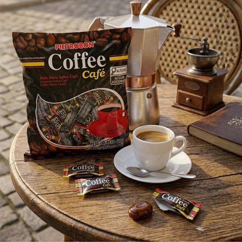 1lb 17oz Brazilian Coffee Hard Candy Gourmet Round Coffee Flavor, Dark Roast Hard Candy for Snacks, Party Favors