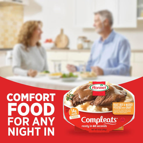 9 (Pack 6) HORMEL COMPLEATS Roast Beef & Mashed Potatoes With Gravy Microwave Tray, Ounce