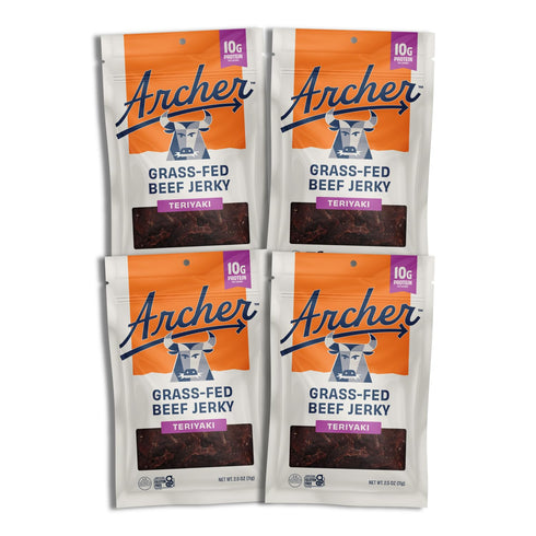 Archer Jerky Grass Fed Beef Jerky - Beef Snack Pack, Teriyaki Flavored,