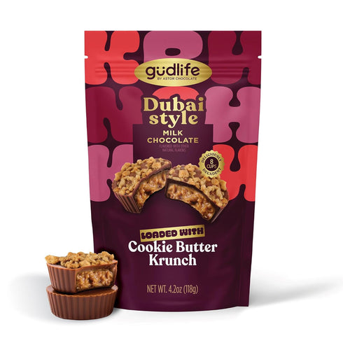 Gudlife Dubai Style Milk Chocolate Cups, Cookie Butter Kruch, Gourmet Individually Wrapped