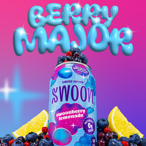 12 oz (12 Pack) Swoon Swoonberry Lemonade Zero Sugar Lemonade Drink with Magnesium, Sugar Free Berry Flavor, Low