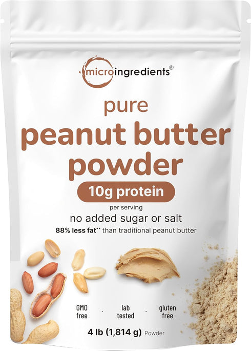 Pure PB Peanut Butter Powder, 4lbs (64oz) | 10g Protein & 88%