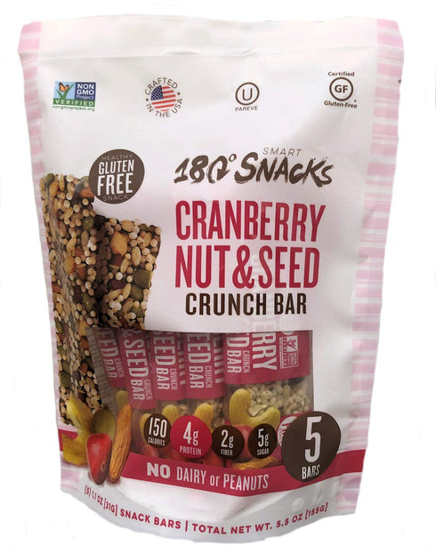 180 Snacks Fruit Nut & Seed Crunch Bar, 1 Pack, 5 Snack Bars (Cranberry)