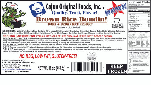 Cajun Original Foods 3 (1 lb). Frozen Pork Boudin Sausage Links w/Brown Rice, Links Cajun Seasoned, Ready to Cook Cajun