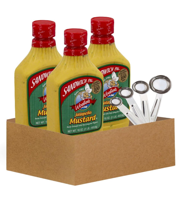GROVE Jalapeno Mustard 3x Mustard Sndwch Pal Jalapeno, 16 OZ. Bundle with Stainless