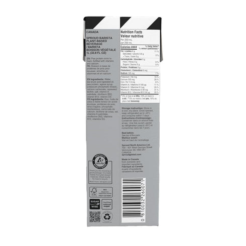 1 (Pack 6) SPROUD Dairy Free Milk BARISTA Flavor, Vegan Milk with Plant-Based Pea Protein, Shelf Stable Non-GMO, Liter