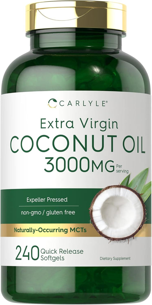 Carlyle Coconut Oil Extra Virgin Softgel Capsules | 3000mg | 240 Count