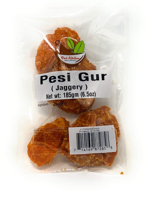 DESI KITCHEN AUTHENTIC INDIAN PRODUCTS Desi Kitchen Pesi Gur (Jaggery) All Natural | Vegan | 185gm (6.5oz)