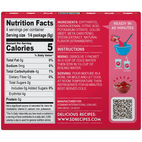 Simply Delish Plant Based Natural Strawberry Jel Dessert, 6 Pack, Zero Sugar, Gluten Free, Vegan