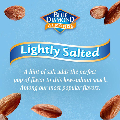 16 Oz (Pack 2) Blue Diamond Almonds Low Sodium Lightly Salted Snack Nuts, Resealable Bag
