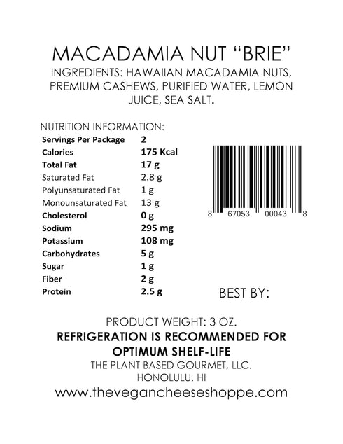 THE VEGAN CHEESE SHOPPE 9 oz. (3 3 oz.) Macadamia Nut ''Brie'' Trio: Classic, Herbes de Provence & Black Truffle.