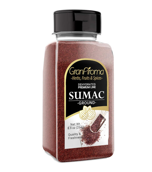 GranAroma Ground Sumac, 8.9 oz for Middle Eastern Cuisine, Tart Flavor