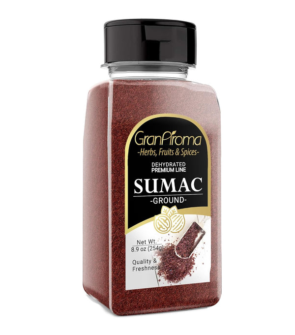 GranAroma Ground Sumac, 8.9 oz for Middle Eastern Cuisine, Tart Flavor