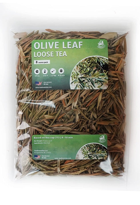 Olive Leaf Tea Loose Leaf – 8 oz Caffeine Free Herbal Tea for High Blood Pressure - Olive Leaf Whole