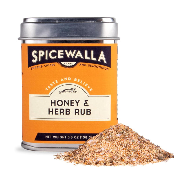 Spicewalla Honey and Herb Rub 3.8 oz | Garlic, Salt, Brown Sugar, Basil, Black Pepper | Non-GMO, Gluten Free