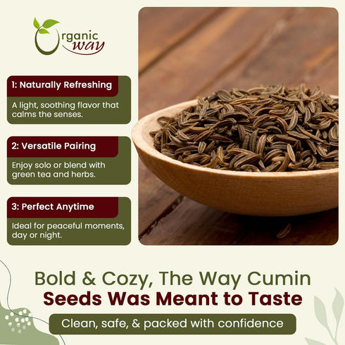 Organic Way Premium Cumin/Jeera Seeds Whole, Adds Flavour & Aroma | Organic & Kosher Certified (1/2 LBS)