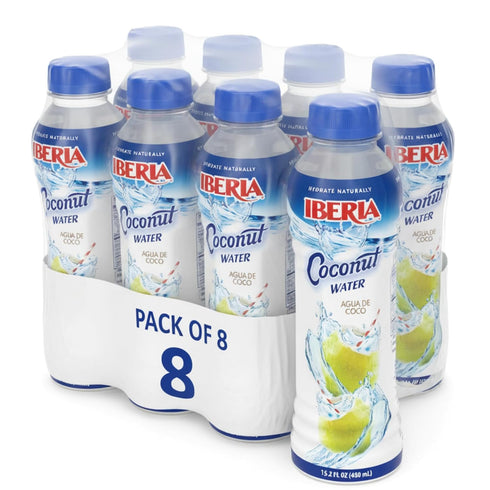 Iberia 100% Pure Coconut Water, 15.2 fl oz (Pack of 8)