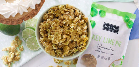 12oz, 6 Pack Safe + Fair Key Lime Pie Granola Gluten-Free, Dairy-Free & Vegan Snack Allergen-Free, Non-GMO, and No