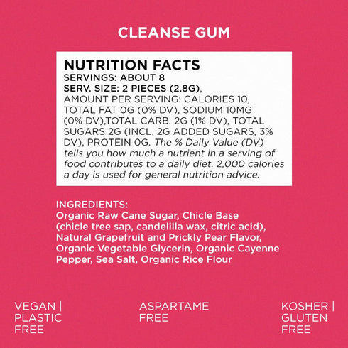 SIMPLY Gum, Cleanse with Grapefruit and Prickly Pear, Plant-Based Chewing Gum, Pack of Six (90 Pieces)