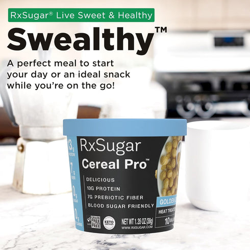 |1 6-Pack RxSugar Cereal Pro Golden Crunch Supports Appetite Control | Non-GMO | Gluten-Free Serving Cups