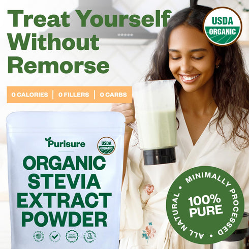 Organic Stevia Concentrated Powder, 125g, Pure Stevia Powder, Zero Calorie Sweetener, 846 Servings