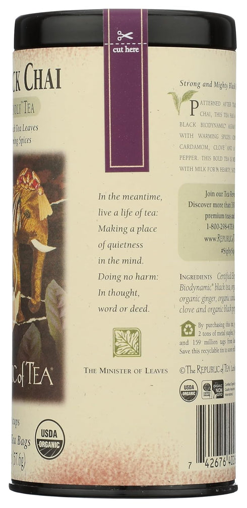 The Republic of Tea Bold Black Chai - 36 Tea Bags of Black Chai Flavor