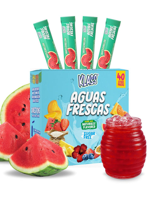 Klass Aguas Frescas, Powdered Drink Mix, 40 Singles Zero Sugar & Caffeine-Free