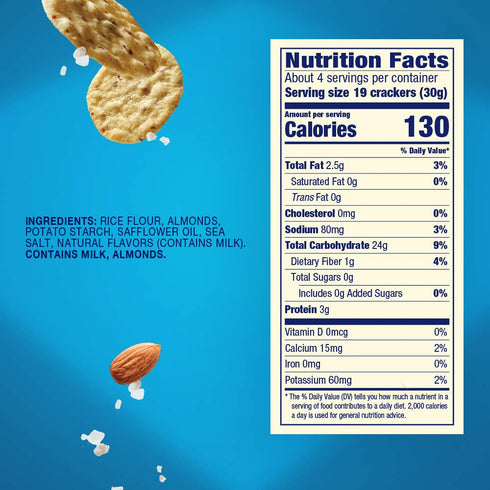 4.25 Oz (Pack 6) Blue Diamond Almonds Nut Thins Gluten Free Cracker Crisps, Hint of Sea Salt, Boxes