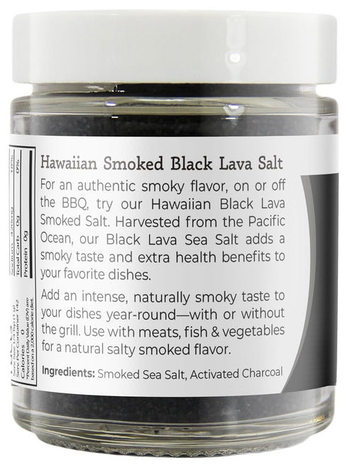 Viva Doria Hawaiian Smoked Black Lava Sea Salt, Fine Grain, 5 Oz Glass Jar