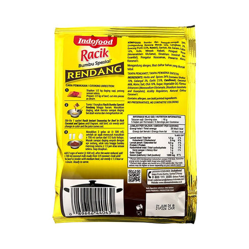 Indofood 50 (Pack 4) Rendang - Beef in Chili & Coconut Seasoning, Gram