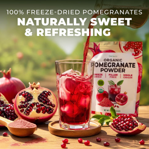 Set 2x1.1 Lb Gya Tea Co Pomegranate Powder & Ginger Power - Freeze-Dried Fruit & Root Blend - USDA Certified, No Sugar
