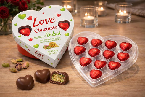 3.70 oz Dubai Chocolates in a Gift Box, Milk Chocolate with Pistachio Cream and Kataifi Filling, Valentines Gift